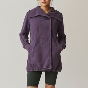 Lululemon Purple Cotton Double Breasted Snap Cowl Collar Thumbhole Jacket Size 4